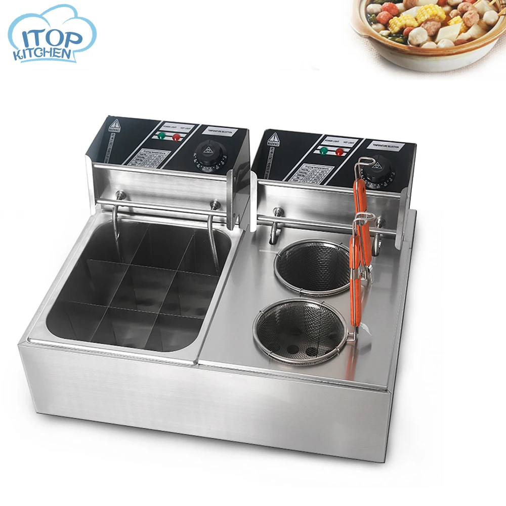 

Commercial Pasta boiler &Muti-function Oden cooking machine Stainless Steel 8L/tank Electric Deep Fryer Machine 110V/220V