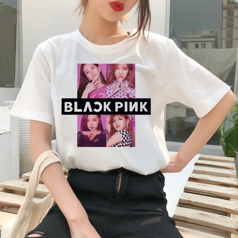 Blackpink Kill This Love Футболка Harajuku LISA JISOO JENNIE ROSE 90s мультяшная футболка женская модная футболка женская футболка Ullzang