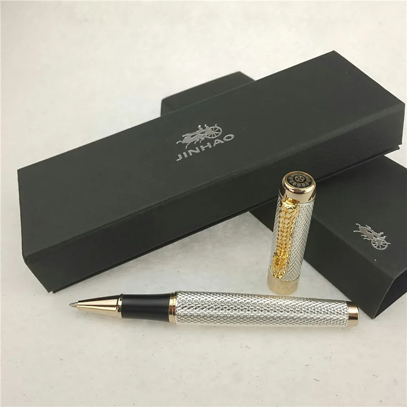 

1pc/lot JINHAO Roller Ball Pen 1200 Canetas Gold/Silver Pen Gold Clip Jinhao Business Executive Fast Writing Pen Luxury Pen 14cm