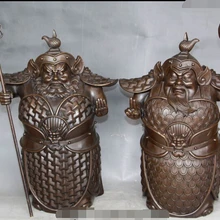 Xd 003377 Китайский Pure Bronze Мужчины Бог Дверей Охранников Ворот Храма Общие Статуя Пара