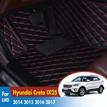LHD автомобильные коврики для hyundai Creta IX25 аксессуары для салона автомобиля кожа водонепроницаемый автомобильный Стайлинг протектор