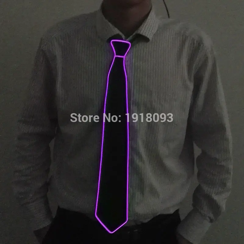 Высокое качество 10 Цвет доступны световой EL галстук Светодиодные ленты галстук неоновые галстук загораются по Батарея Для мужчин свадебный подарок - Испускаемый цвет: Purple
