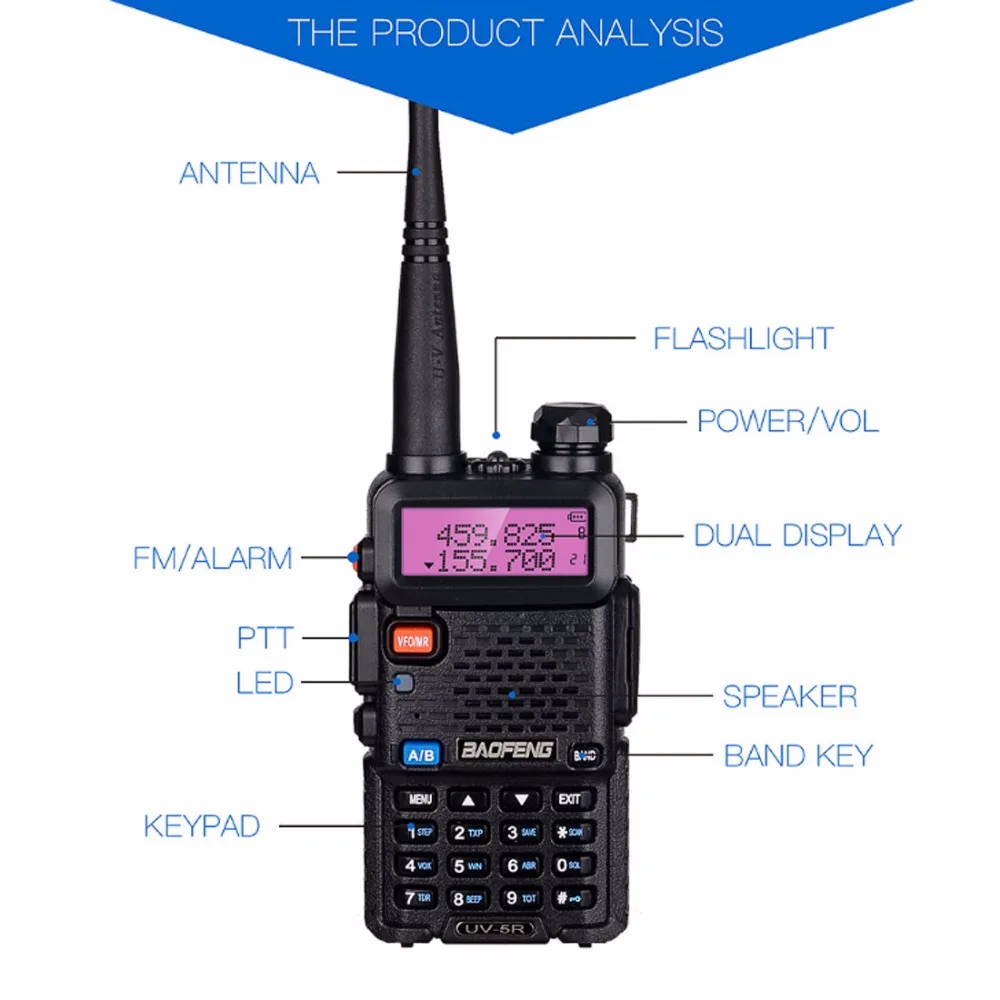 BaoFeng UV 5R портативная рация VHF/UHF Двухдиапазонная двухсторонняя радио