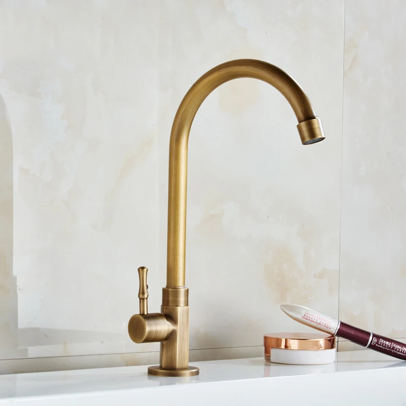 

Basin Faucets Antique Bathroom Sink Mixer Tap Bass Single Cold Wash Basin Mixer Water Tap Deck Mounted Swivel Spout Faucet