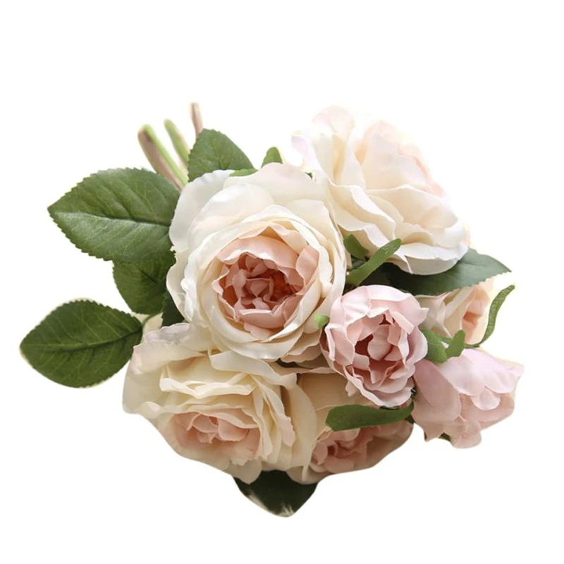  Artificial Fake Flowers Rose Bouquet Floral Wedding Bouquet Party Home Decor Waterproof beautiful Decor hot sale C0309#30      02