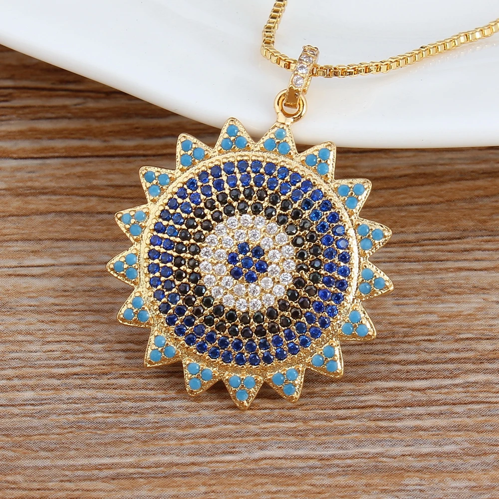 

Personalized Custom Design CZ Beads Copper Chains Sunflower Pendants DIY Jewelry Men Women Family Party Sports Wedding Necklace