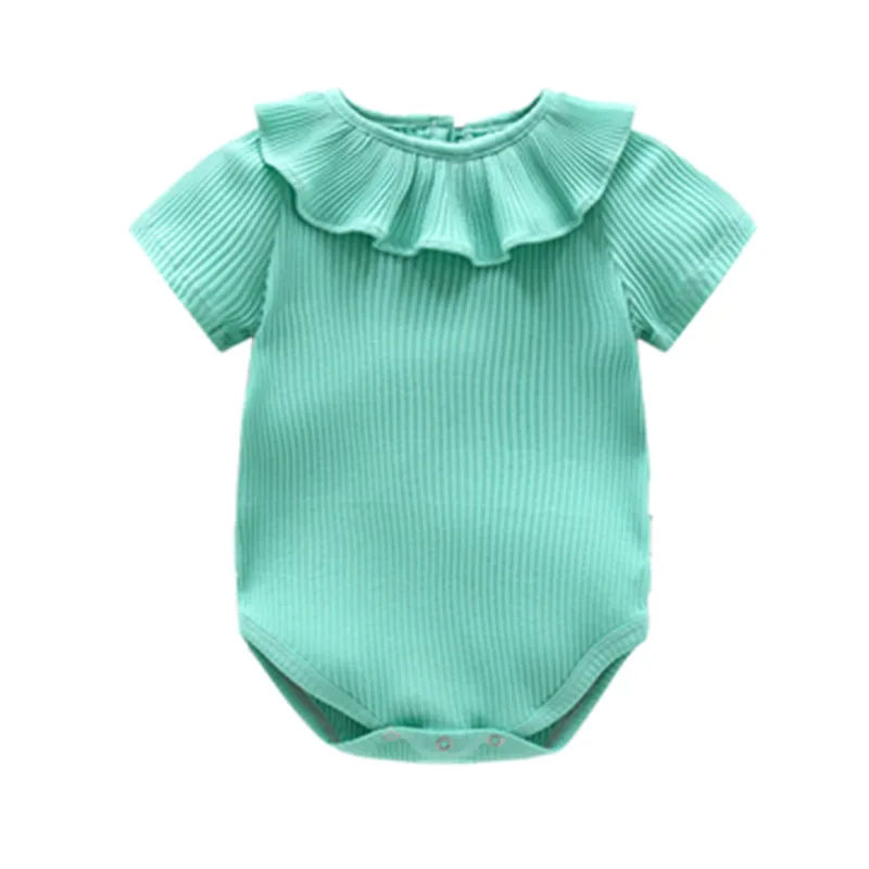 

Summer 2019 Baby Girl Knitted Bodysuits 6 colours Princess Newborn Baby Clothes Girls short Sleeve Jumpsuit Kids Baby Outfits