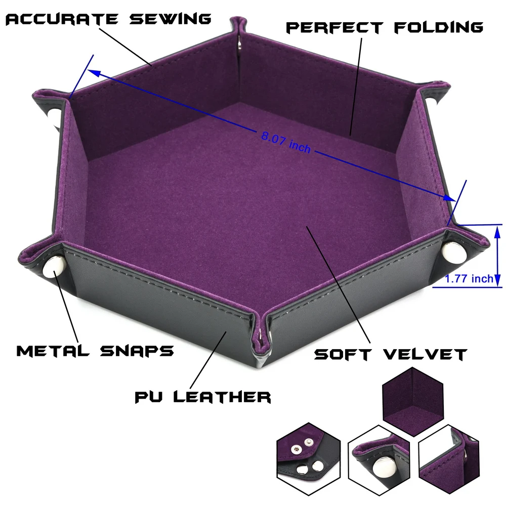 Игральные кости Хранитель ПУ кожа шестигранные кости лоток для использования РПГ игры в кости или хранения безделушек (фиолетовый синий