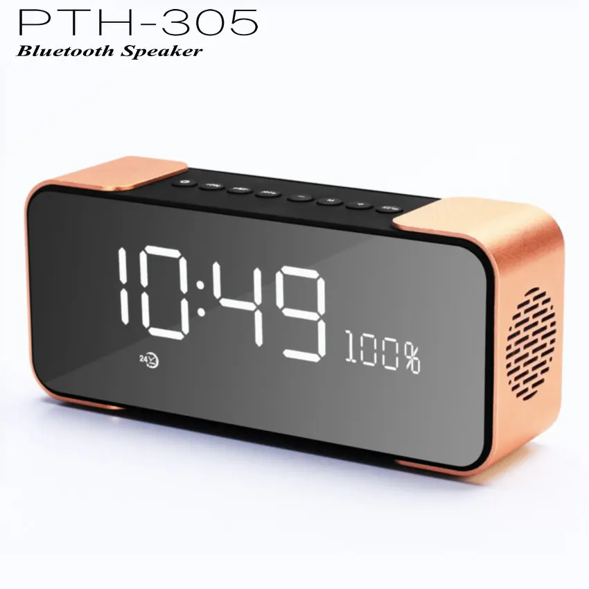 Портативный Беспроводной Bluetooth Динамик pth-305 с FM-Радио будильник Поддержка AUX IN