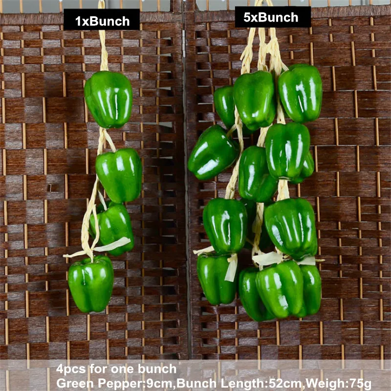 1х букет искусственных имитации овощей Пена Висячие струны Отель Ресторан домашний сад Свадебная вечеринка украшения - Цвет: green pepper