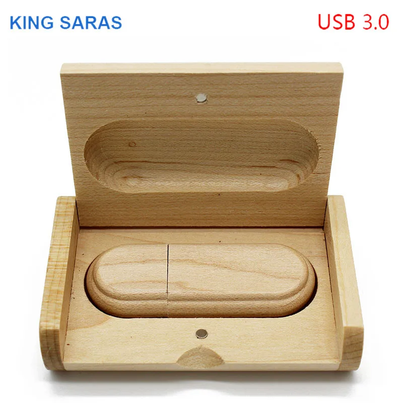 Король SARAS usb3.0 клена+ коробка usb флеш-накопитель 4 GB/8 GB/16 GB/32 GB/клен photogrephy Деревянный Гравировка логотипа лучший подарок