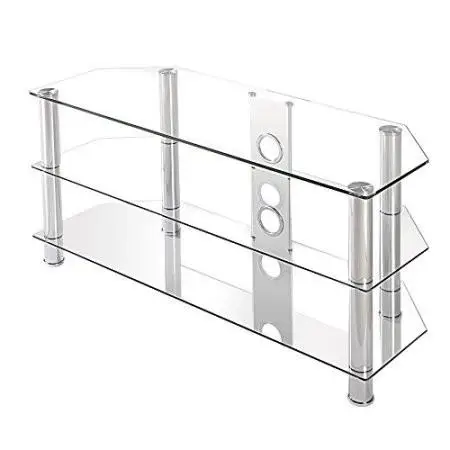 Fitueyes Curved Silver Corner Tv Stand For Up To 46inch Chrome Legs Fitueyes Curved Silver Corner Tv Stand For Up To 46inch Chrome Legs With Clear Gl Media Console Ts310501gt In Stands From Furniture On