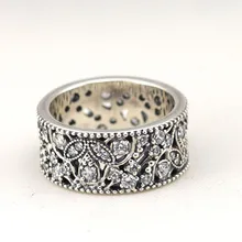 100% 925 Sterling Silver Shimmering Leaves Clear CZ Wedding Engagement Rings for Women Pandulaso Jewelry