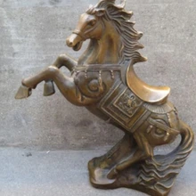 Коллекционные Украшенные старый ручной работы Китайский Медь Резные Статуэтка «Лошадь»