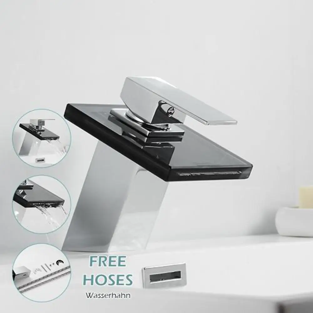 Painting Basin Faucet Bathroom Black Brass Faucet Painting Basin Sink Glass Waterfall Basin Tap Mixer Hot & Cold Water Faucet Painting Basin Faucet Bathroom Black Brass Faucet Painting Basin Sink Glass Waterfall Basin Tap Mixer Hot & Cold Water Faucet