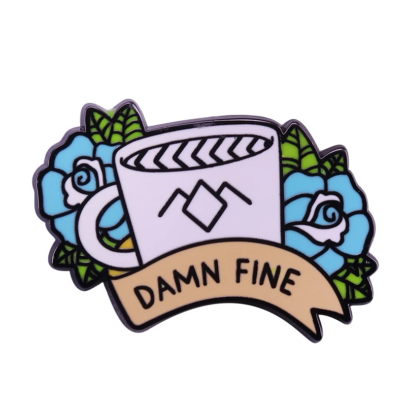 

Damn fine coffee hard enamel pin Twin Peaks Agent Cooper inspired badge blue rose brooch fans art collection
