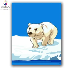 Животного polar bear diy Цифровая живопись маслом по номерам на холсте ручной работы, мультфильм стиль в искусстве для спальни детский Декор