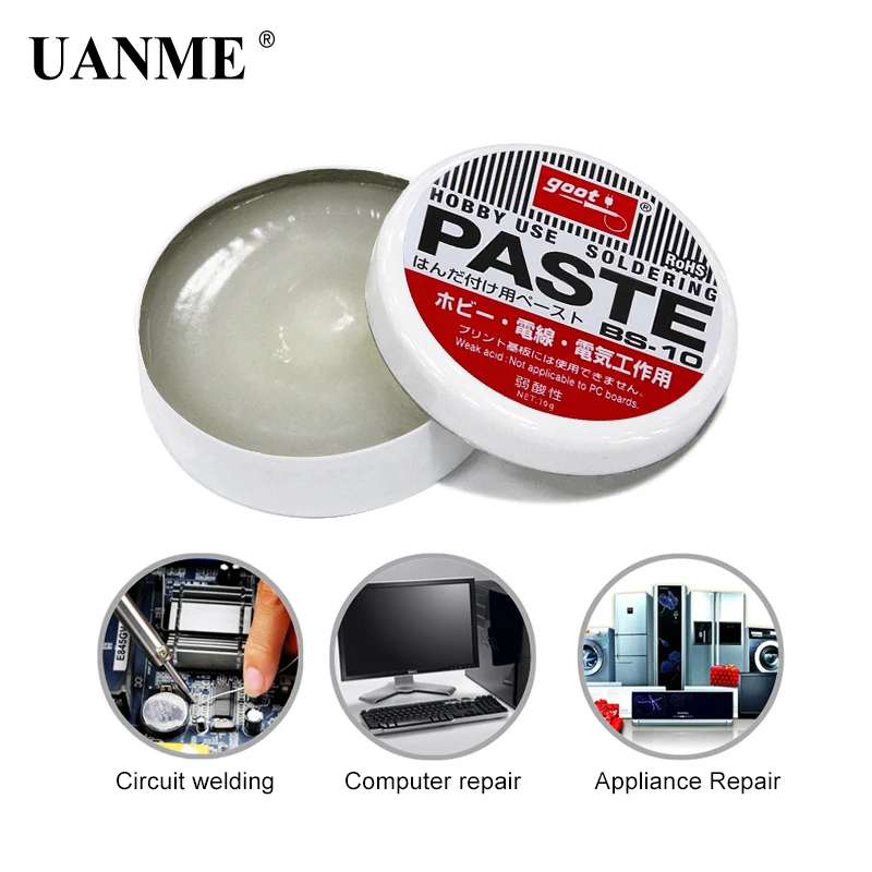 

UANME 1PC 10g Silver Weak Acid Soldering Solder Paste Solder Flux Grease Paste BS-10 4.5cm Semi Solid