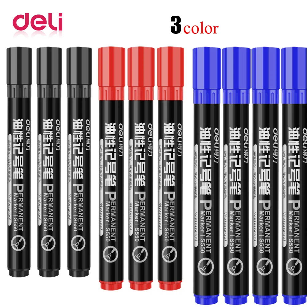 

Deli 10 Ppcs/pack Permanent Marker 3 color White Paint Marker Pens Assorted Colors Markers Stationery school & office Supplies