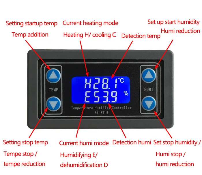 Термостат контроль температуры и влажности термометр контроллер гигрометра модуль реле DC 12 В светодиодный цифровой дисплей двойной выход