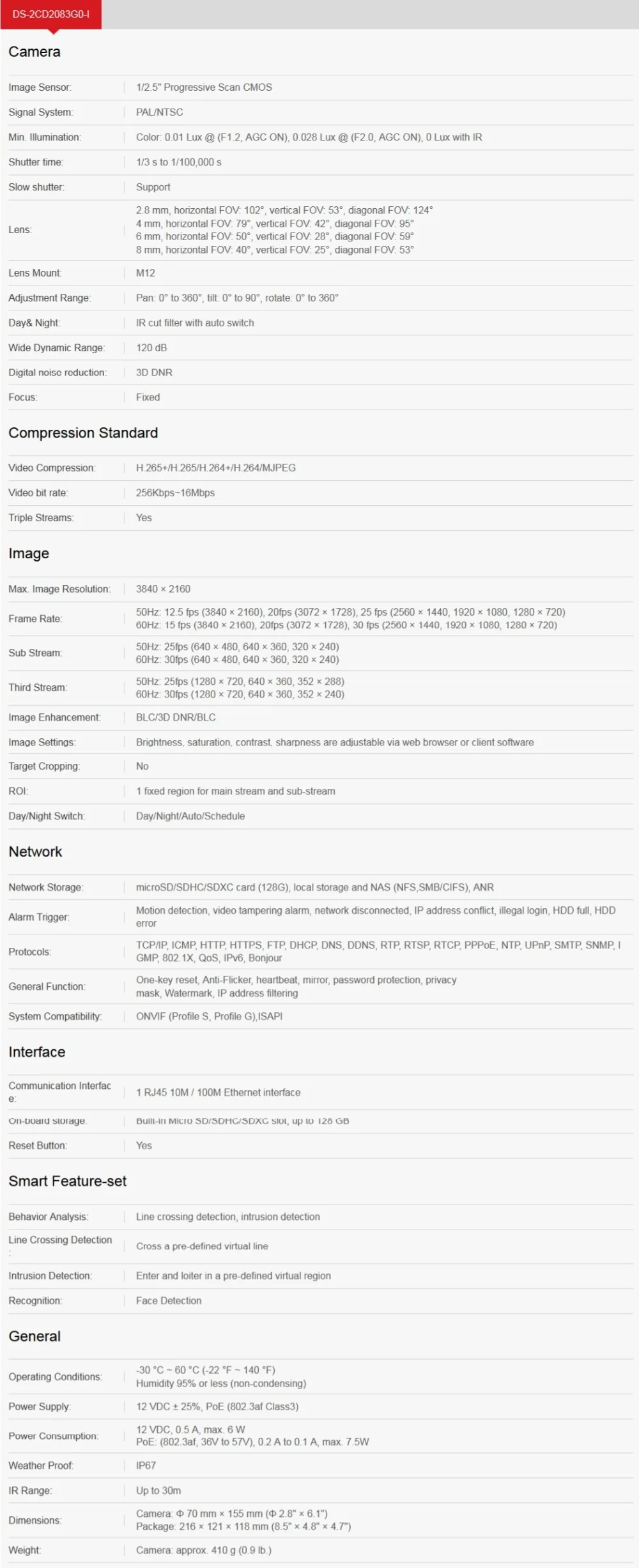 DS-2CD2083G0-I Specifications