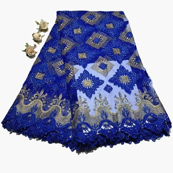 

blue african tulle lace fabric 2019 high quality lace french lace fabric with rhinestones luxury african laces for dress