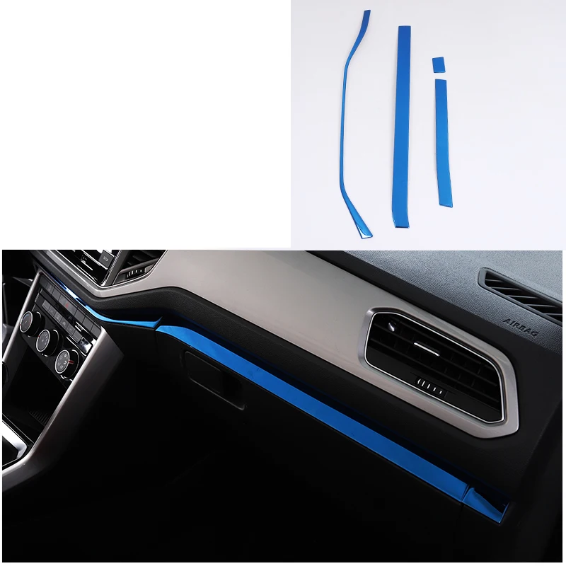 Lsrtw2017 нержавеющая сталь украшения для приборной панели автомобиля Планки для volkswagen t-roc - Название цвета: blue