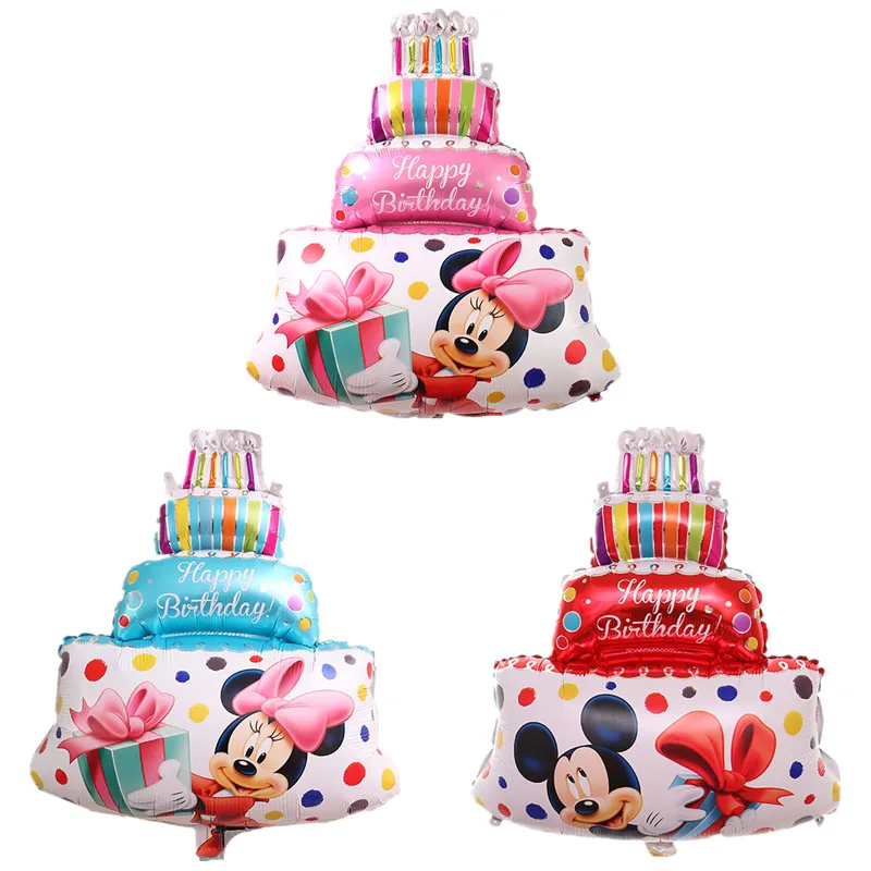 

Foil Balloons For Mickey Minnie dot cake shape Happy Birthday Party Decorations Baby Showers Balloons Inflatable Air Balls