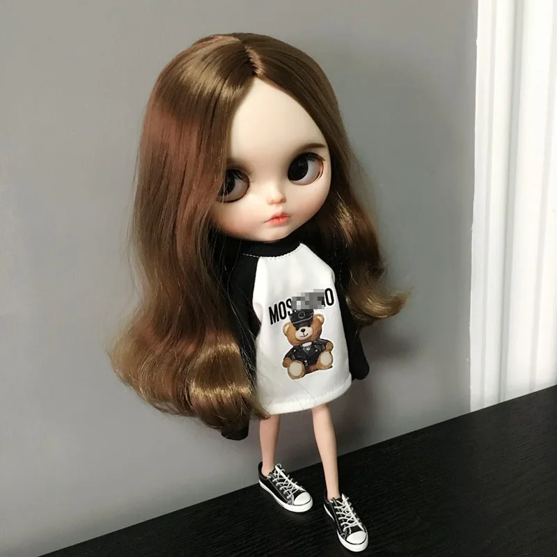 Модная черная белая одежда Blyth, футболка с длинными рукавами для OB24, Licca Pullip Blyth, одежда для 1/6, аксессуары для кукол