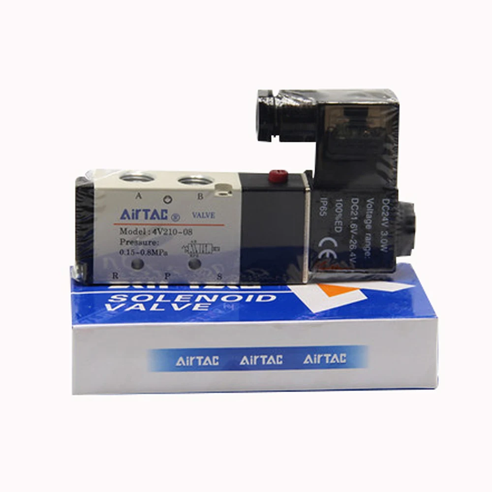 

1/4" 2 Position 5 Port AirTAC Air Solenoid Valves 4V210-08 Pneumatic Control DC 24V DC12V AC110V AC220V 1/4" Port Size