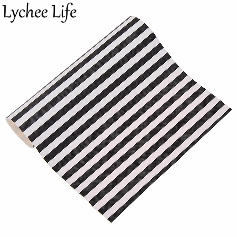 Lychee Life в полоску с принтом искусственная кожа ткань PU A4 21X15 см Ткань DIY Современная домашняя одежда текстиль швейная ткань аксессуары - Цвет: 1