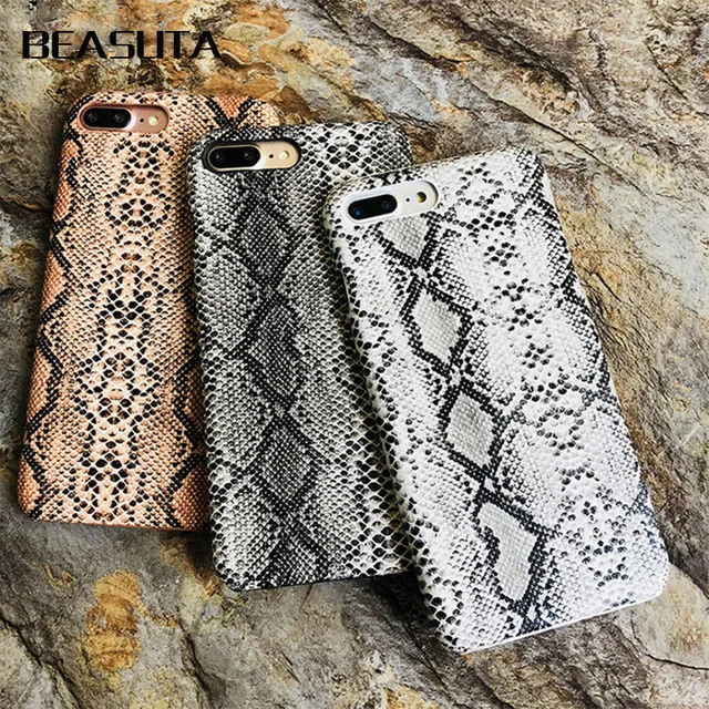 

Snake Skin Phone Case For iPhone 8 7 6s Plus Case Hard PC Phone Case For iPhone 6 6 S Plus X XS MAX 5 5S Cover Fundas