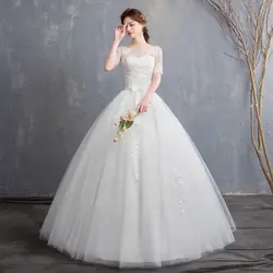 Свадебное платье 2019, новое бальное платье, свадебное платье для невесты, кружевное платье принцессы со средним рукавом