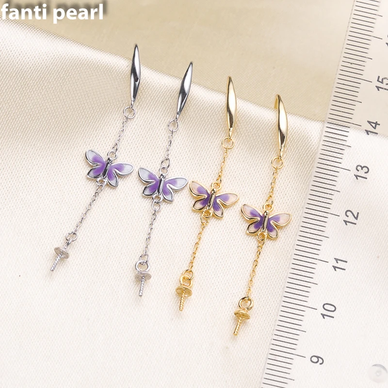 

FANTI Real Natural freshwater pearl earring s925 sterling silver ear stud for women Natural pearl jewelry earring 7-9mm