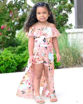 

Pudcoco Summer Toddler Kids Baby Girl Cotton Clothes Flower Ruffle Romper Jumpsuit Dress Sundress 1-6y