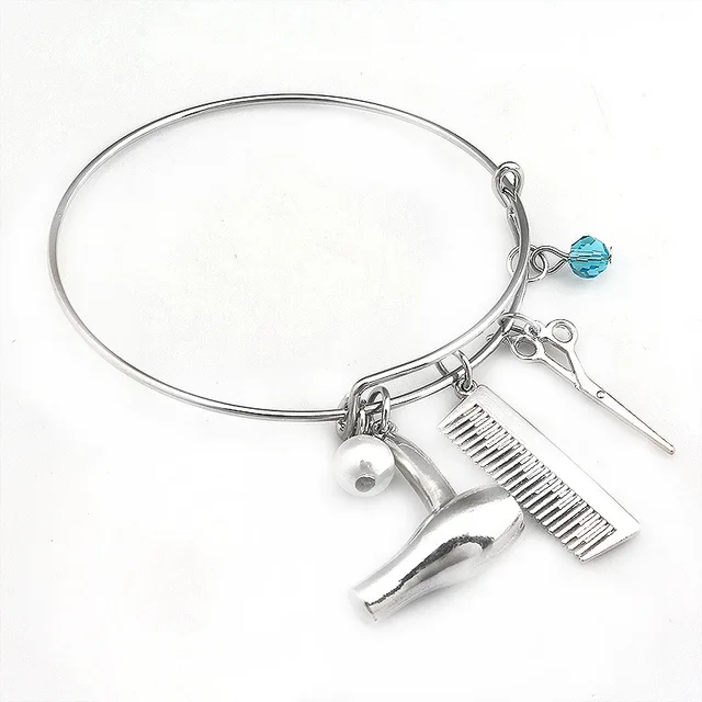 Fashion Adjule Hairstylist Scissors Barber Bangles Charm Fashion Adjule Hairstylist Scissors Barber Bangles Charm Bracelets With Pearl Crystal