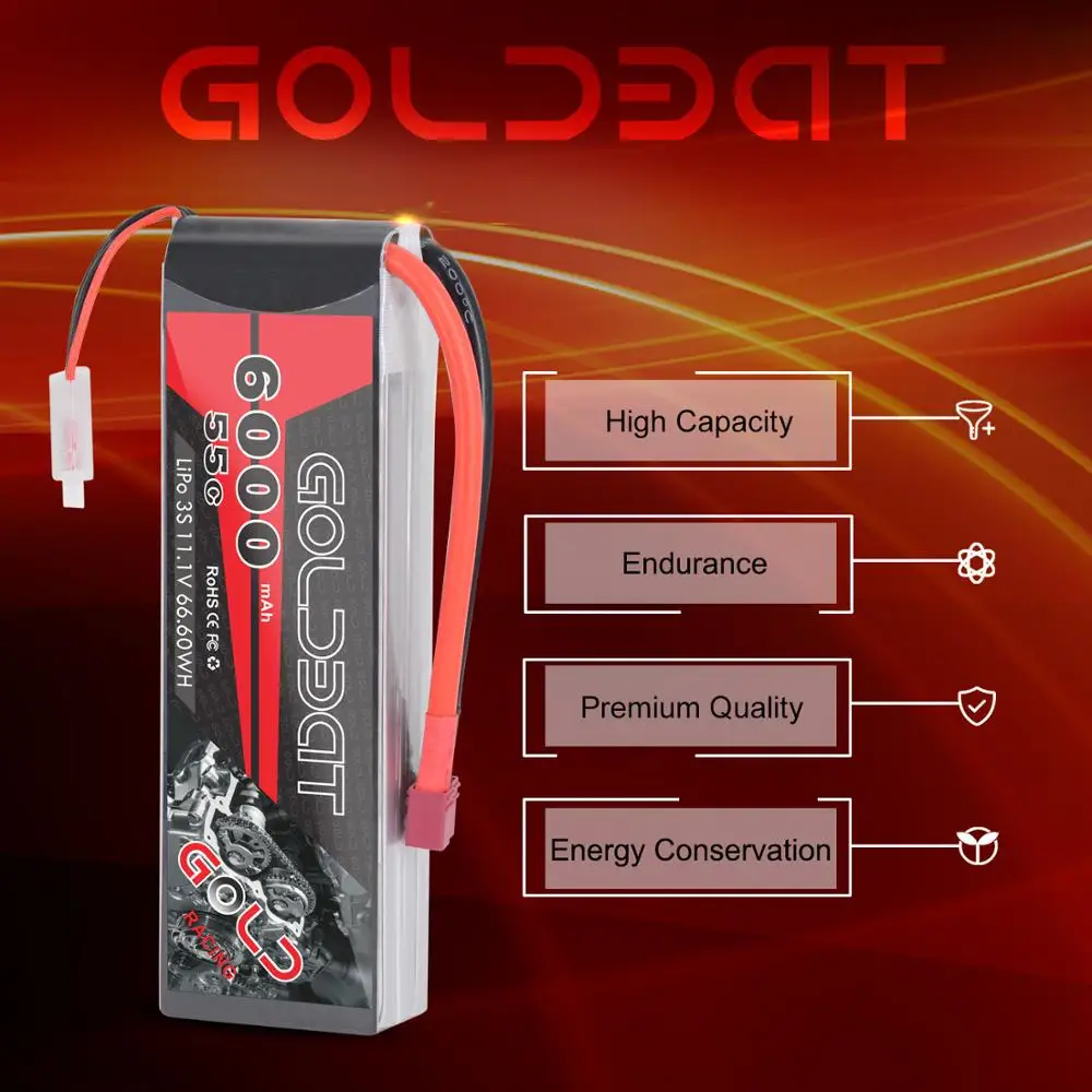 2 единицы GOLDBAT 6000 мАч lipo батарея 11 1 В RC автомобиль 3S Lipo rc fpv 55C с разъемом Deans для