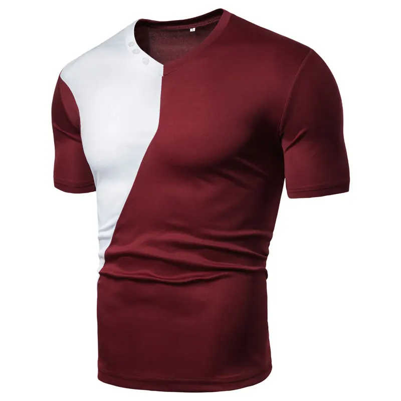 

MarKyi 2019 summer new mens designer patchwork t-shirt men cotton fitness short sleeve casual men top tees