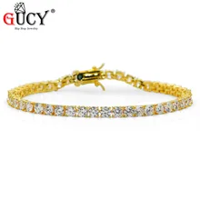 GUCY браслет в стиле хип-хоп, все Iced Out Micro Pave, 1 ряд, 4 мм, AAA+ кубический цирконий, теннисные браслеты, стиль, подарок для мужчин и женщин на день рождения