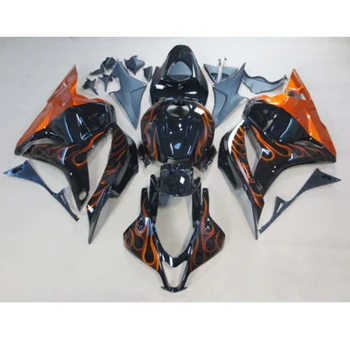 

Black w/ Orange Flame Bodywork Fairing Injection Kit for 2009-2012 Honda CBR 600 RR 600RR CBR 600