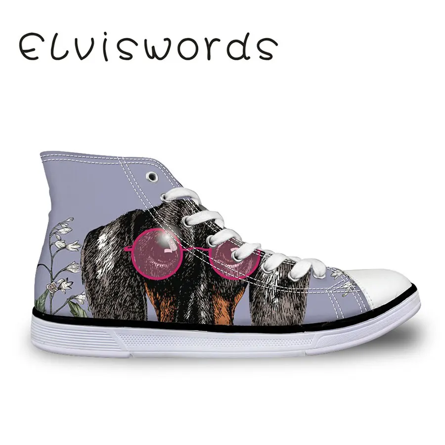 

Women's High-top Vulcanized Shoes Canvas Shoes Fashion Dog Printed Cute Lace-up Flat Casual Shoes Wear Resistant Sneakers