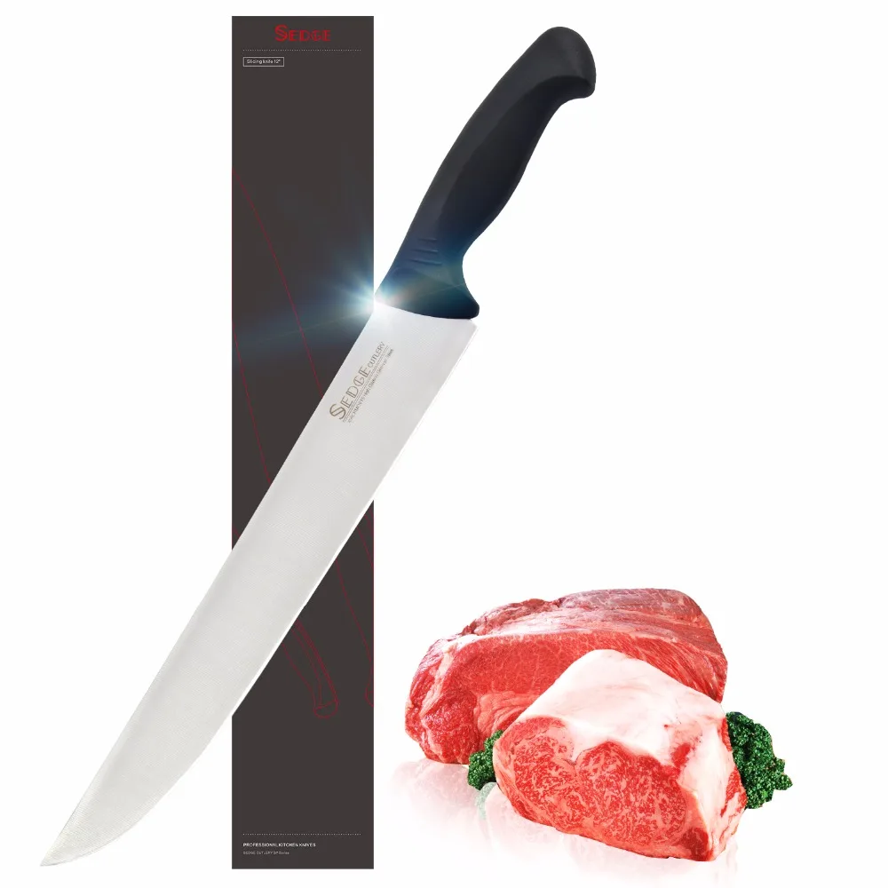 

Sedge Carving Slicing Knife - SP Series - German High Carbon stainless steel Kitchen Knife - Ergonomic Black Handle - 12''