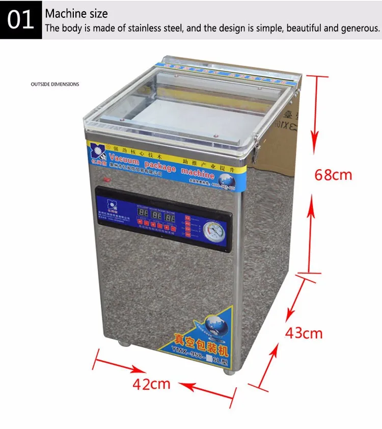 1 шт. ymx-958-06l Нержавеющая сталь стол-Стиль пищевая вакуумная упаковочная машина настольная двойной насос вакуумный упаковщик машина