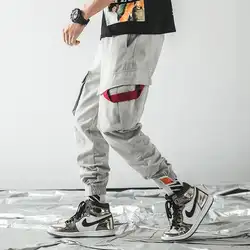 M-3XL мужские брюки карго с эластичной резинкой на талии больших размеров, свободные мужские мешковатые Тактические Брюки с карманами XXXL