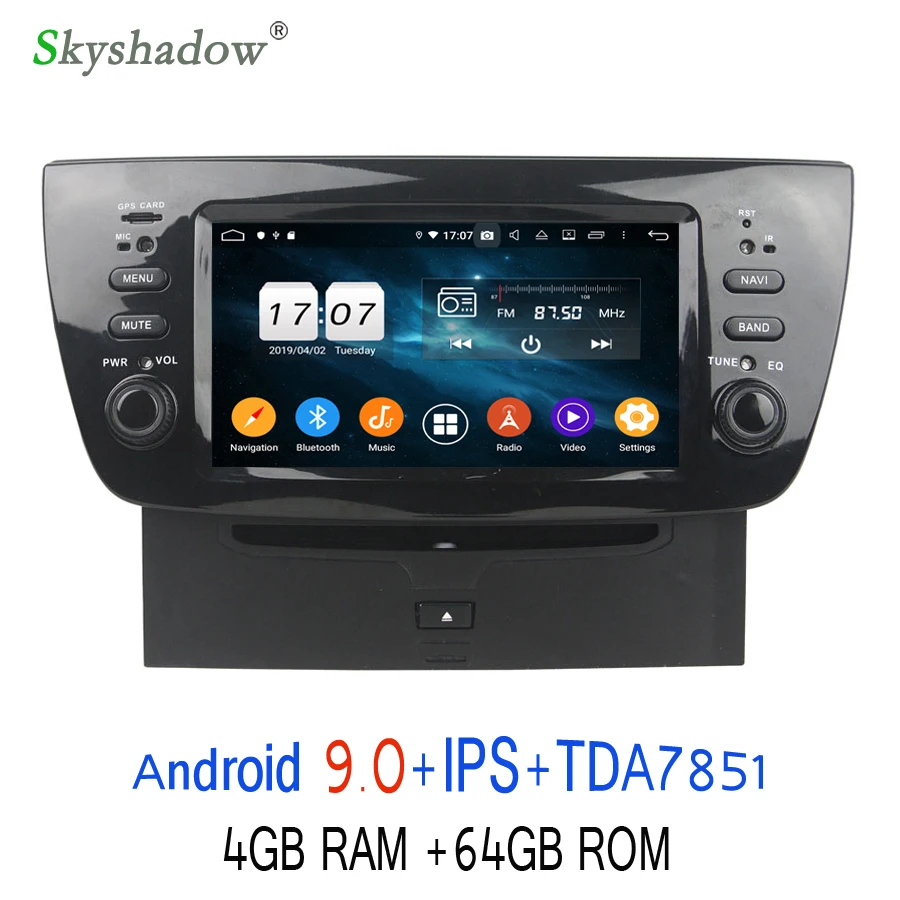 Perfect TDA7851 Android 9.0 For Fiat DOBLO 2010 2013 2014 8 Core 64GB ROM Car DVD Player GPS Glonass Map RDS Radio wifi 4G Bluetooth 4.2 3