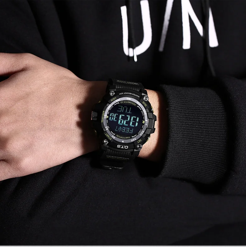 Повседневное OTS светодиодный для мужчин s военные цифровые часы для мужчин спортивные часы монитор сердечного ритма водонепроницаемый наружные наручные часы