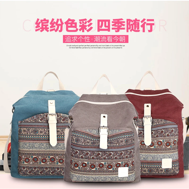 

Canvas Retro Travel Backpack Women Laptop Bag For Macbook Xiaomi Air 13 pro 15 Multi-functional design Notebook Shoulder Bags