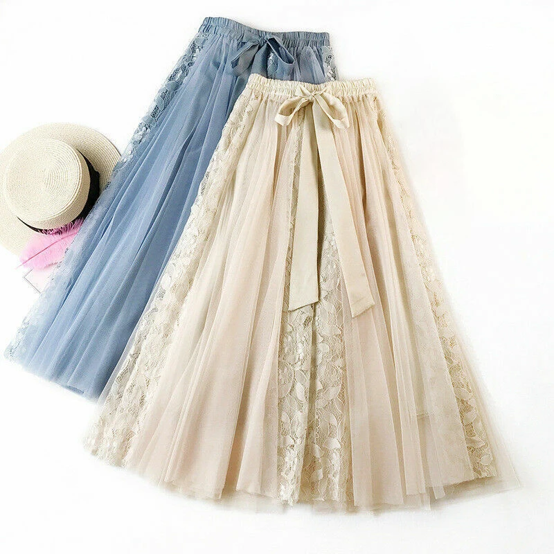 

Womens Skirt Ladies Party Summer Drawstring Floral Fashion Evening Elastic Stylish Holiday Casual Long Layered