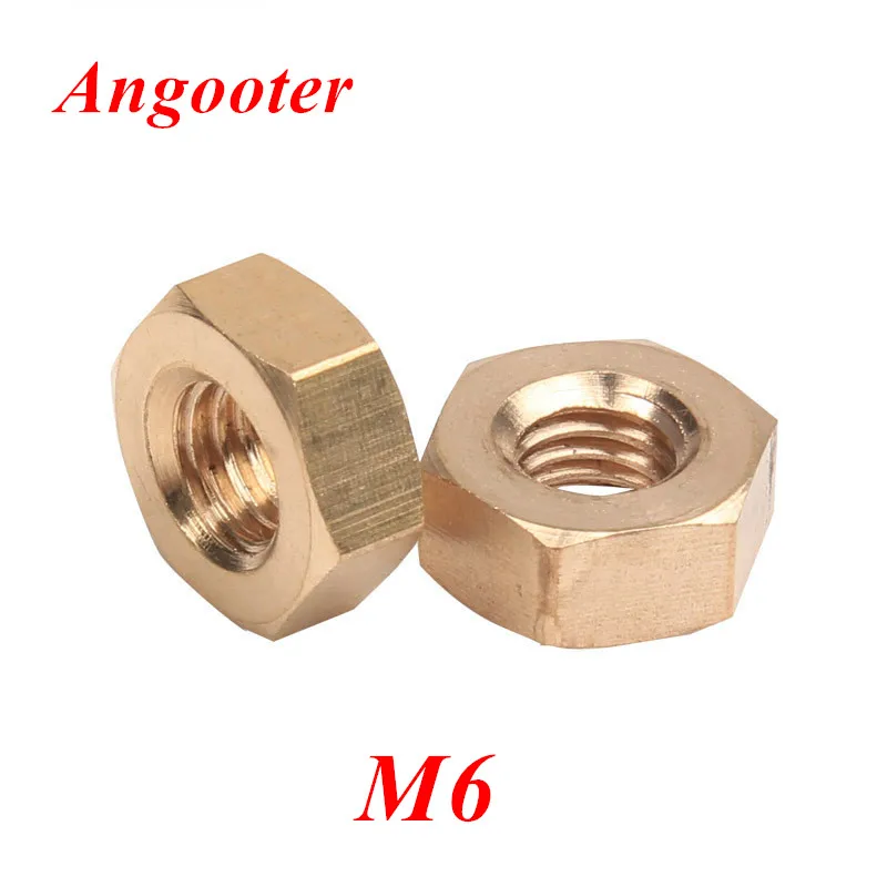 

100pcs DIN934 M6 Brass Hex Nuts Threaded m6 Copper Brass Hexagon Nut Hex Nuts