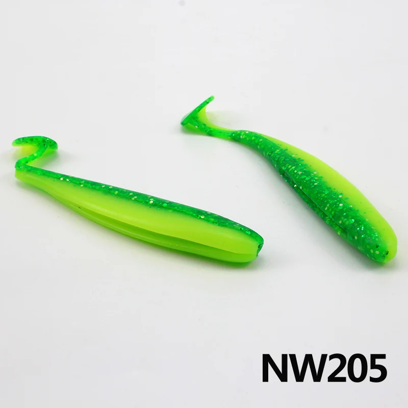 NOEBY 6 шт./лот Мягкая приманка 75 мм/2,2 г T-Tail Swimbait ручная мягкая рыболовная приманка Shad ручные силиконовые снасти для ловли окуня - Цвет: NW205